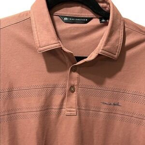 TravisMathew Mens Short Sleeve Polo Shirt Pink Clay Graphic Golf Top‎ Size Small